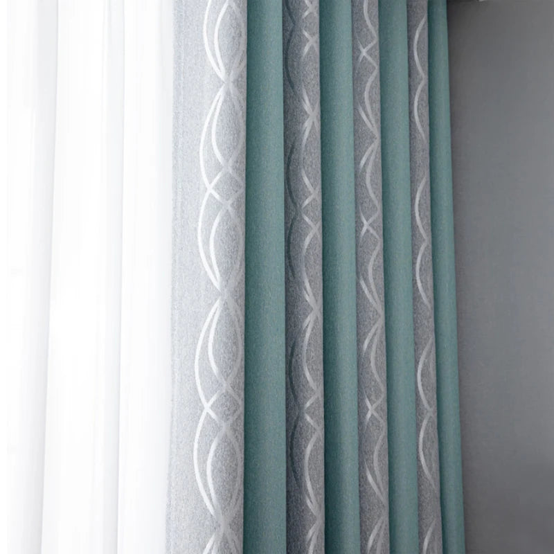 New Thickened Striped Jacquard Curtains For Kids Children's Room Living Room Bedroom Seamless Splicing Curtain Fabric