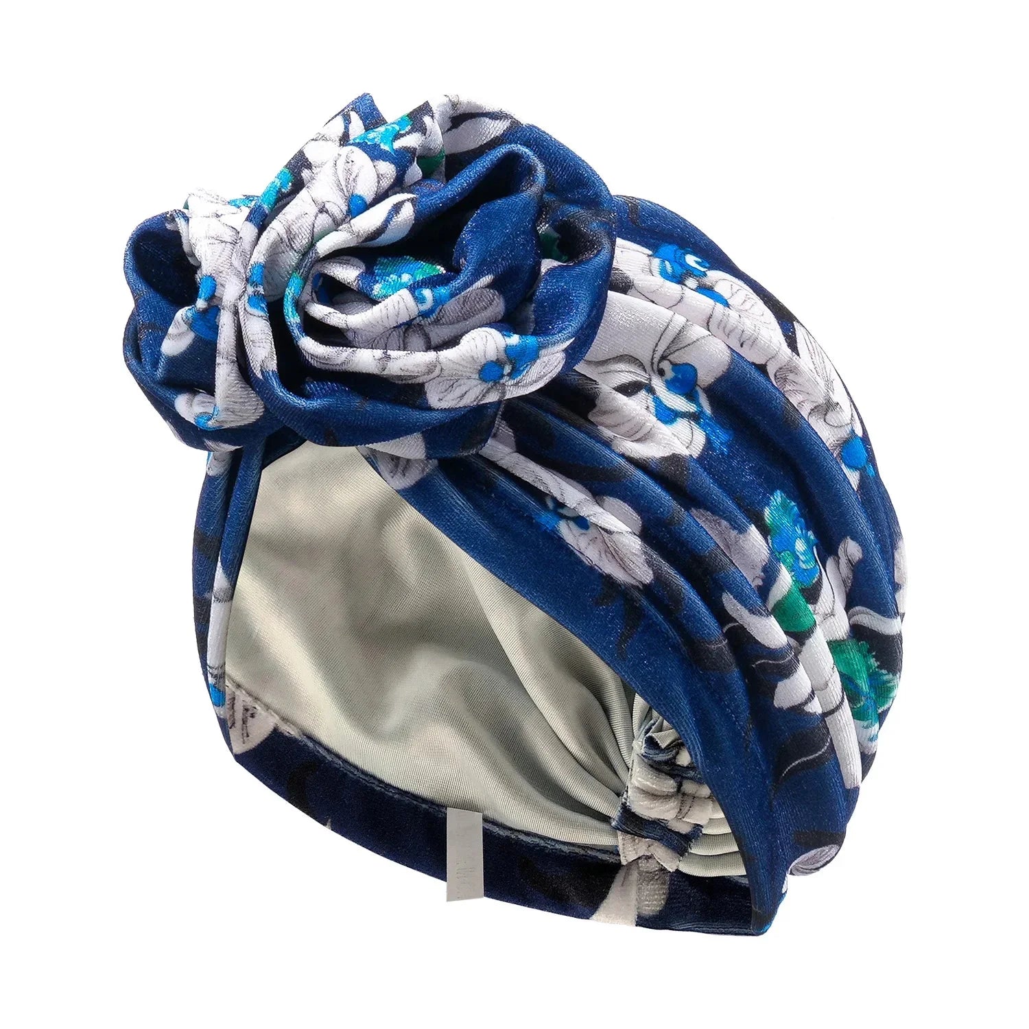 SHOWLU Women's Bohemia printed turban hat with floral design, stylish Muslim hijab cap, lightweight and comfortable head covering.