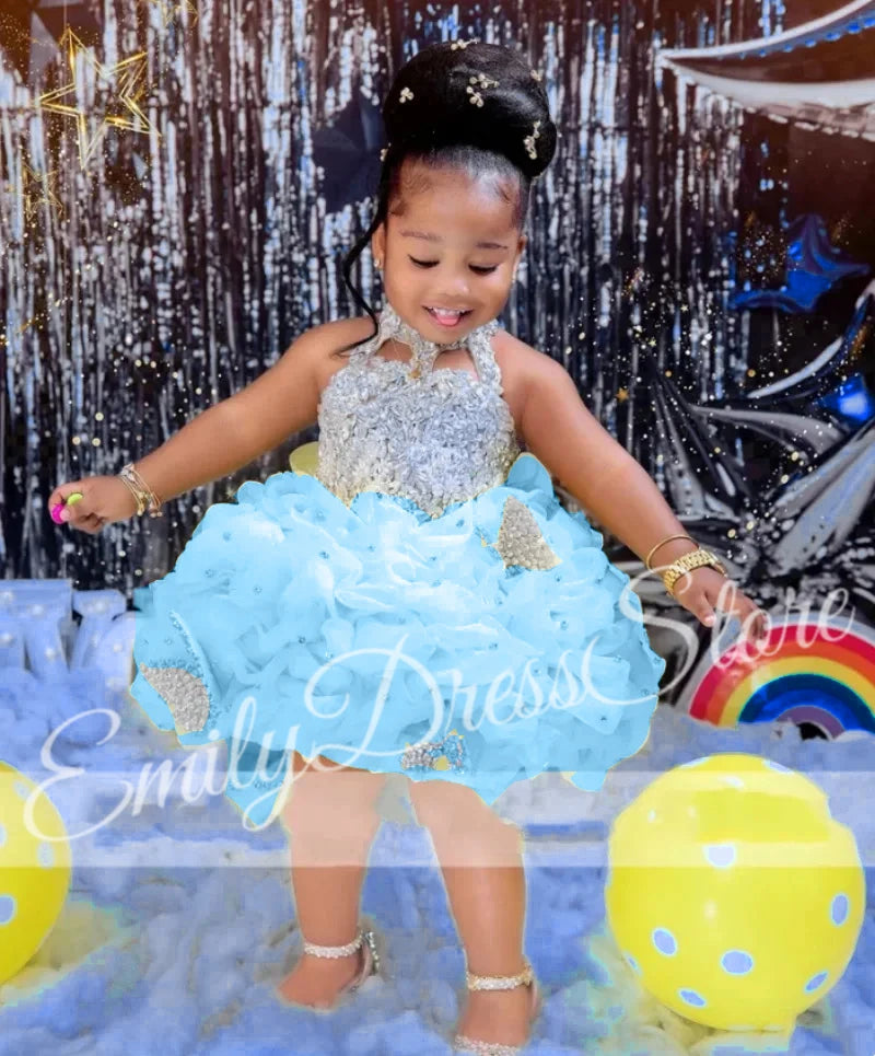 Customized Yellow Flower Girl Dresses For Wedding Cute Baby Layered Simple Kids Birthday Party First Communion Ball Gown