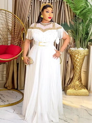 Plus Size African Party Dresses for Women 2025 New Fashion Dashiki Ankara Wedding Evening Gown Elegant Turkey Muslim Maxi Dress