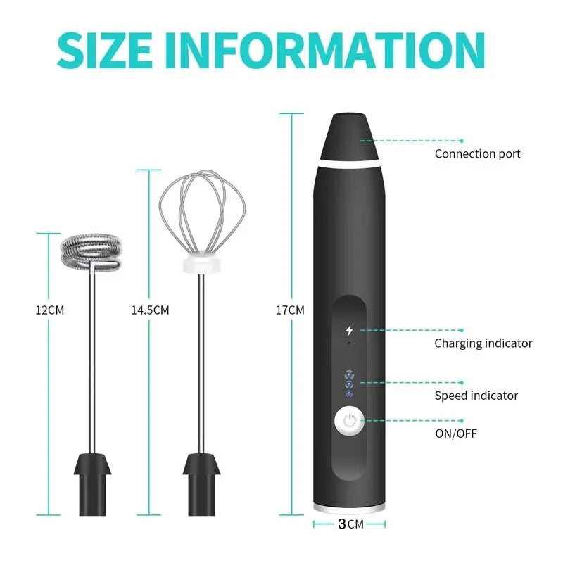 Showlu Smart General mini coffee frother with stainless steel whisk for frothing milk and creating creamy coffee drinks.