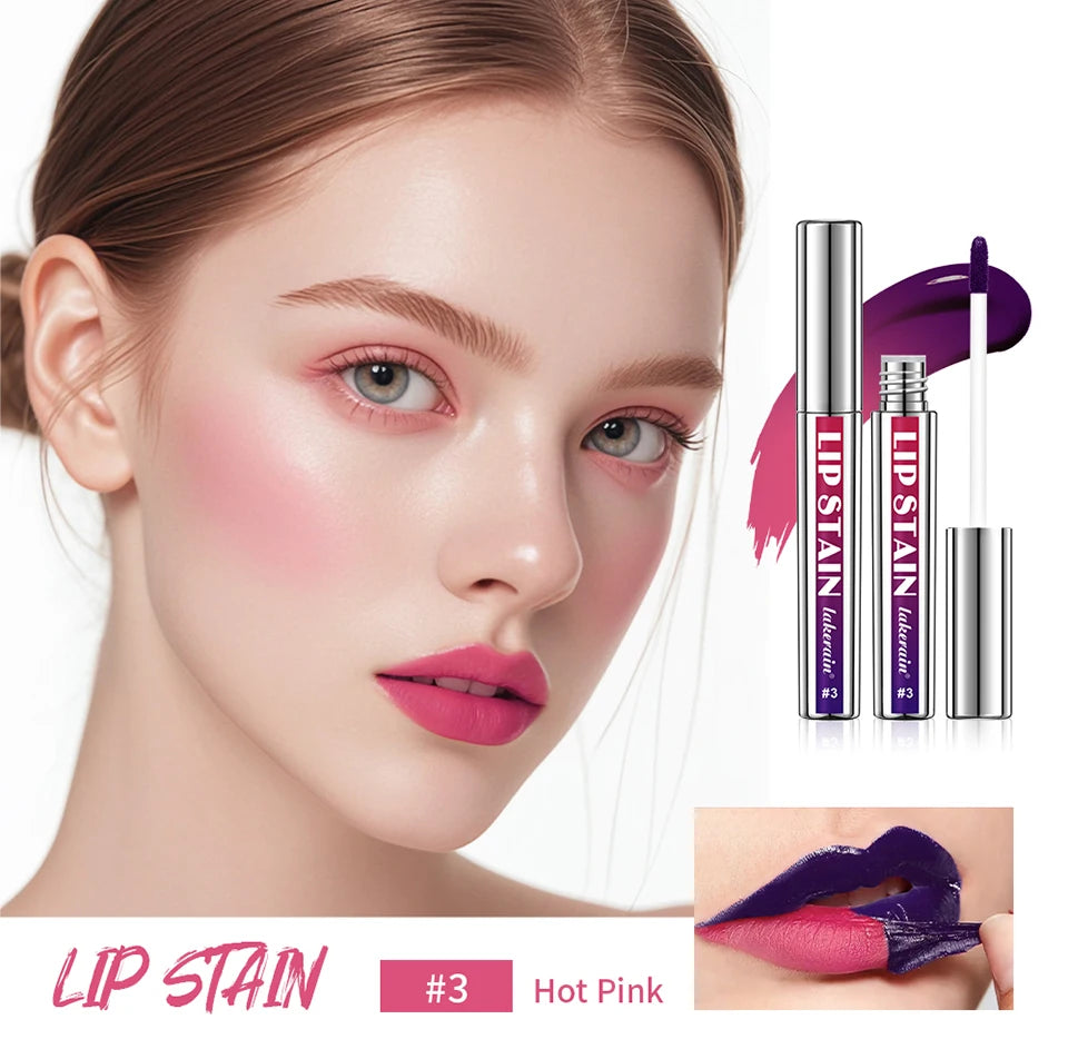 Showlu Smart General waterproof peel-off lip stain and lip tint applied on lips, showcasing vibrant, long-lasting color and glossy finish.