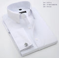 Men's slim fit long sleeve solid color shirt with French cufflinks, ideal for business and formal wear by Showlu Fashion Store