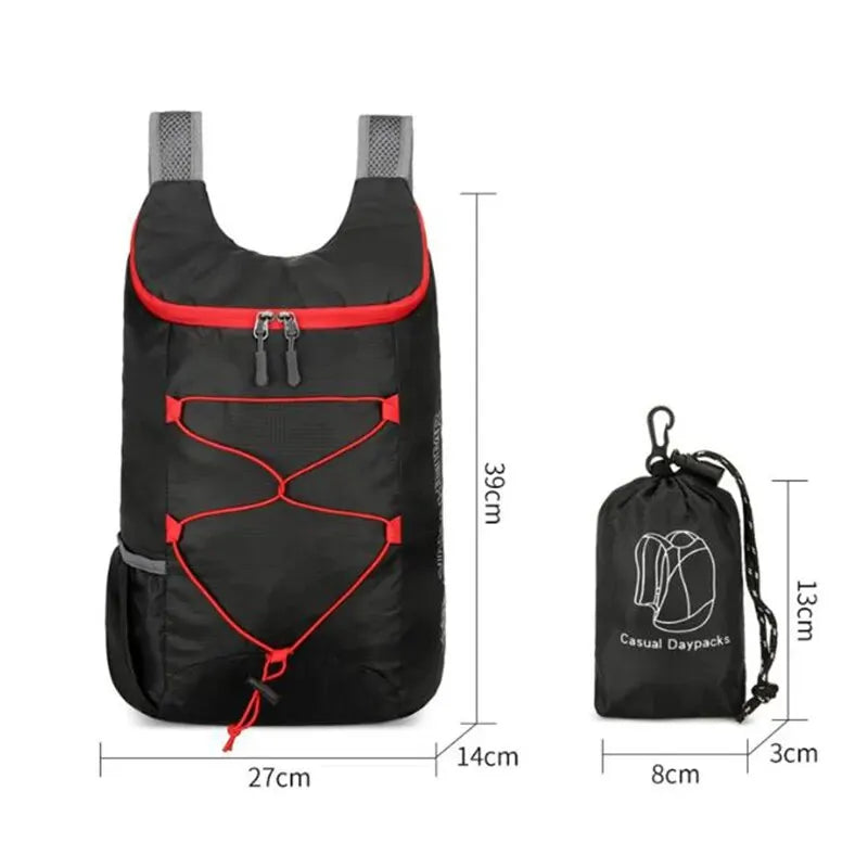 Lightweight waterproof nylon outdoor folding backpack by Showlu Fashion Store, ideal for camping, hiking, and travel.