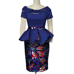 Africa Style Two Piece Short Set for Women Summer Dashiki Crop Top and Skirt Africa Clothes Bazin Halter Sexy Office Set WY5140