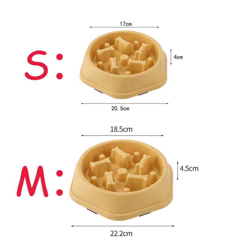 Slow feeder dog and cat bowl with non-slip base, puzzle design, suitable for large, medium, and small pets to promote slow eating.