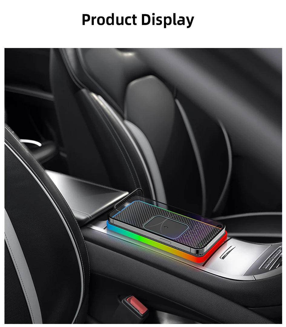 Showlu Smart General Brorikoy 15W Qi Wireless Car Charger with silicone pad for secure phone mounting and fast charging.