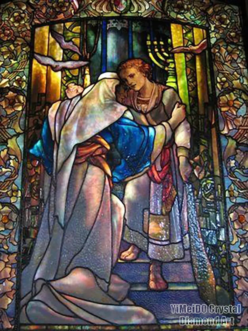 Jesus religious 5D diamond painting kit with full resin embroidery by Showlu Fashion Store, featuring colorful diamond details.