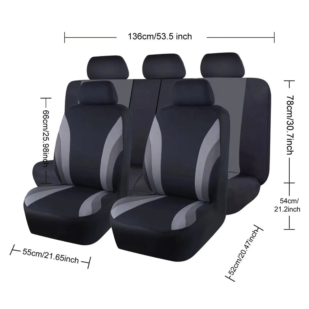 Showlu universal polyester car seat covers set with nine pieces, designed to protect and update vehicle interior.