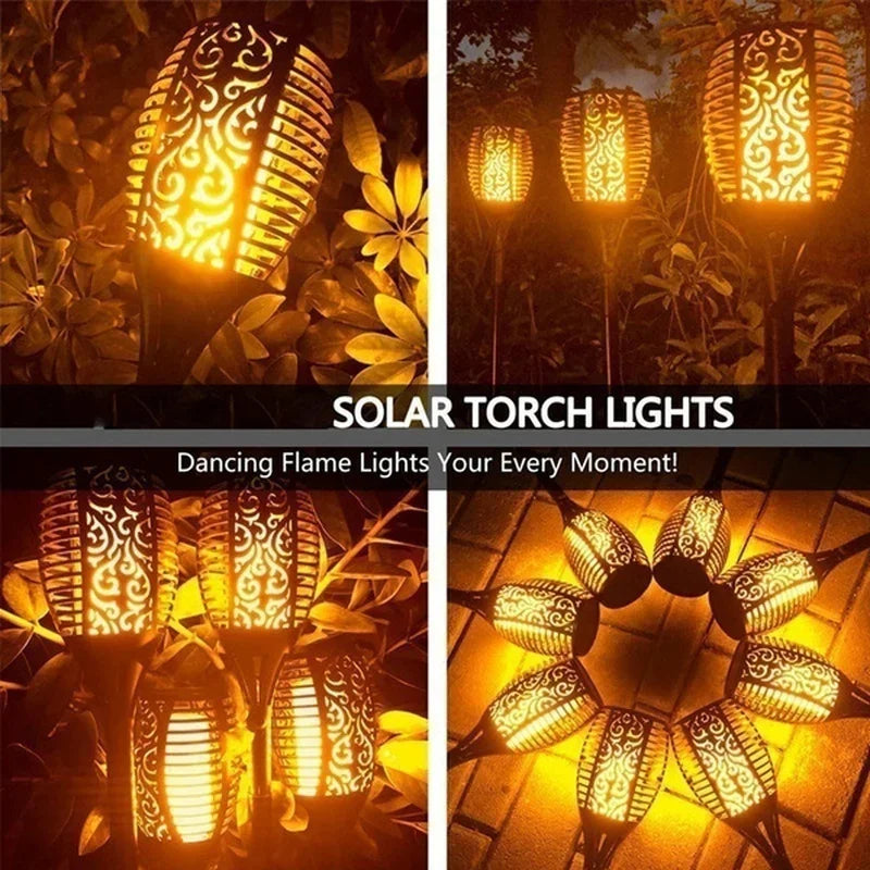 Solar Dancing Flame LED garden lantern by Showlu Smart General with flickering flame effect, ideal for outdoor decorative lighting