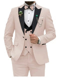 Showlu men's slim fit 3-piece suit with peak lapel, formal tuxedo, tailored for a sharp business look