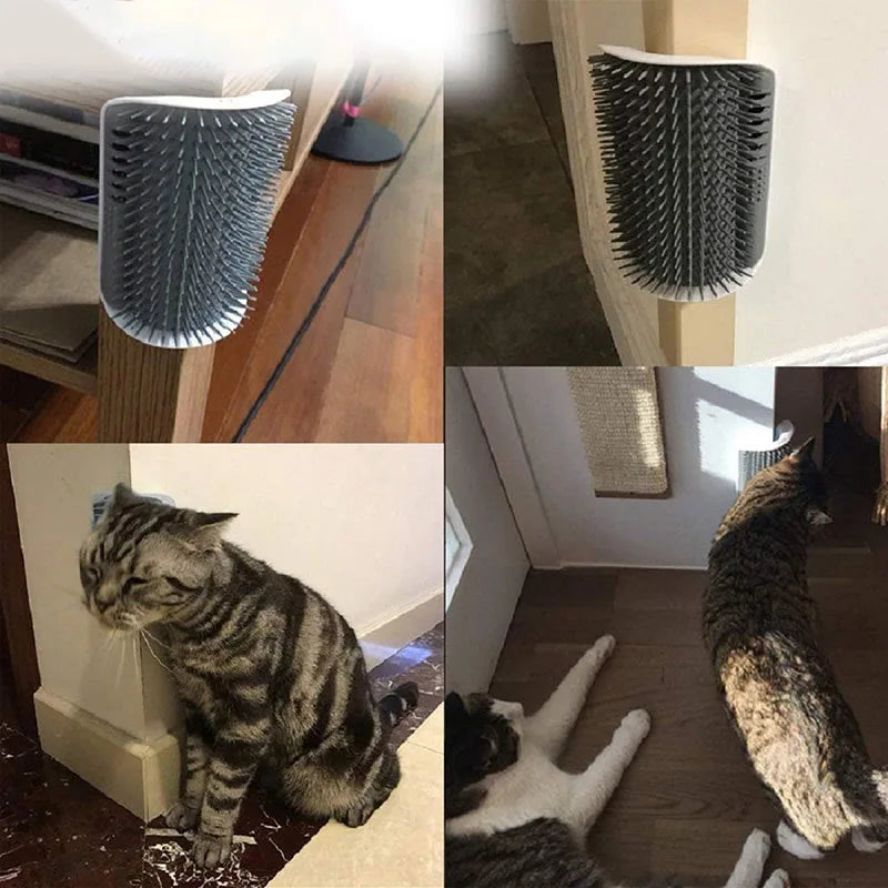 Cat self-groomer with catnip, wall-mounted corner massage brush and tickling comb for cats, pet grooming supply from Showlu Fashion Store