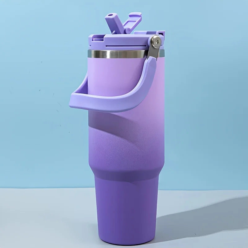 Large Capacity 304 Stainless Steel Vacuum Tumbler with Straw Handle Insulated Outdoor Car Cup for Travel Commuter