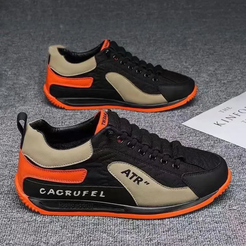 Men's fashion sneakers with thick soles, breathable material, lace-up design, suitable for casual outdoor and running activities.