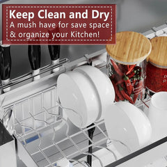 Over Sink Dish Drying Rack, 2 Tier Full Stainless Steel Storage Adjustable  Kitchen Rack, Multifunctional Expandable SHOWLU FASHION STORE