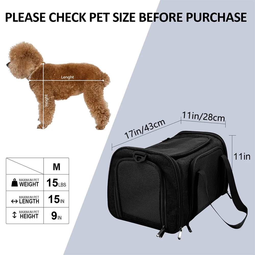 Showlu Fashion soft-sided dog carrier backpack made of breathable nylon, designed for comfortable pet travel.