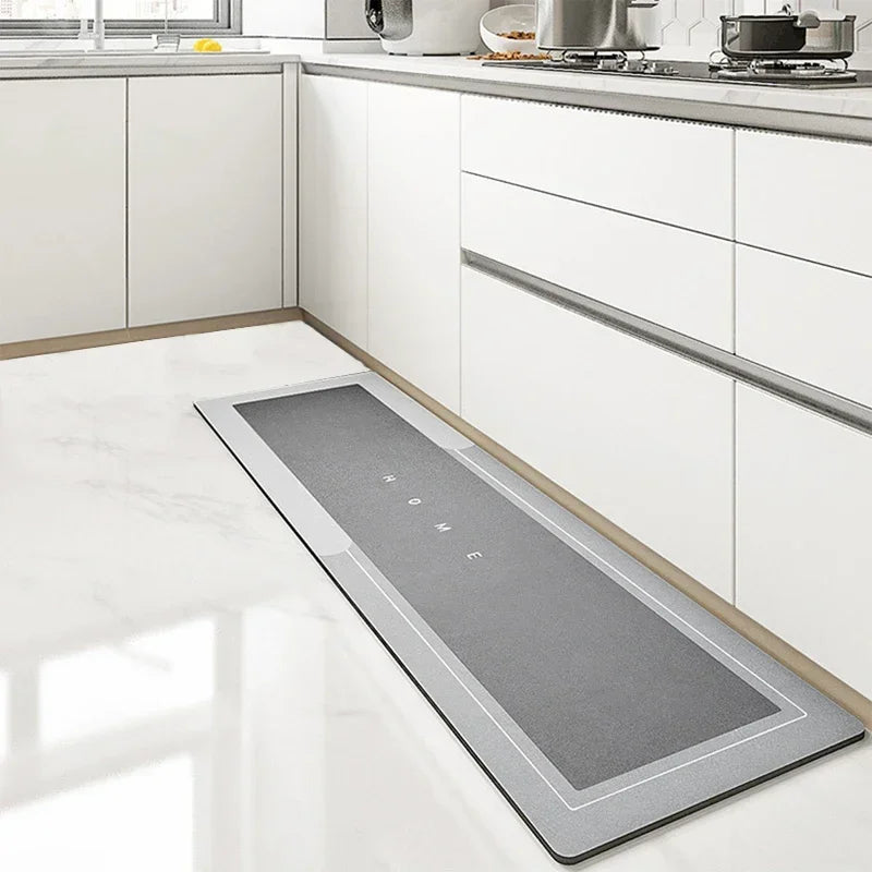 Super absorbent diatom mud kitchen mat with anti-slip backing from Showlu Fashion Store, ideal for kitchen safety and comfort.
