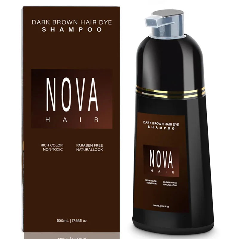 LANBENA Nova Moisturizing Hair Dye Shampoo by SHOWLU FASHION STORE, natural quick dyeing formula, shown in a sleek shampoo bottle.