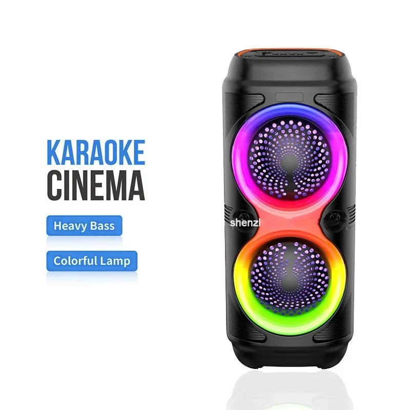 High Power Home Karaoke Partybox Wireless Bluetooth Speakers Outdooor Heavy Bass Subwoofer Portable Soundbar RGB Lights FM/TWS