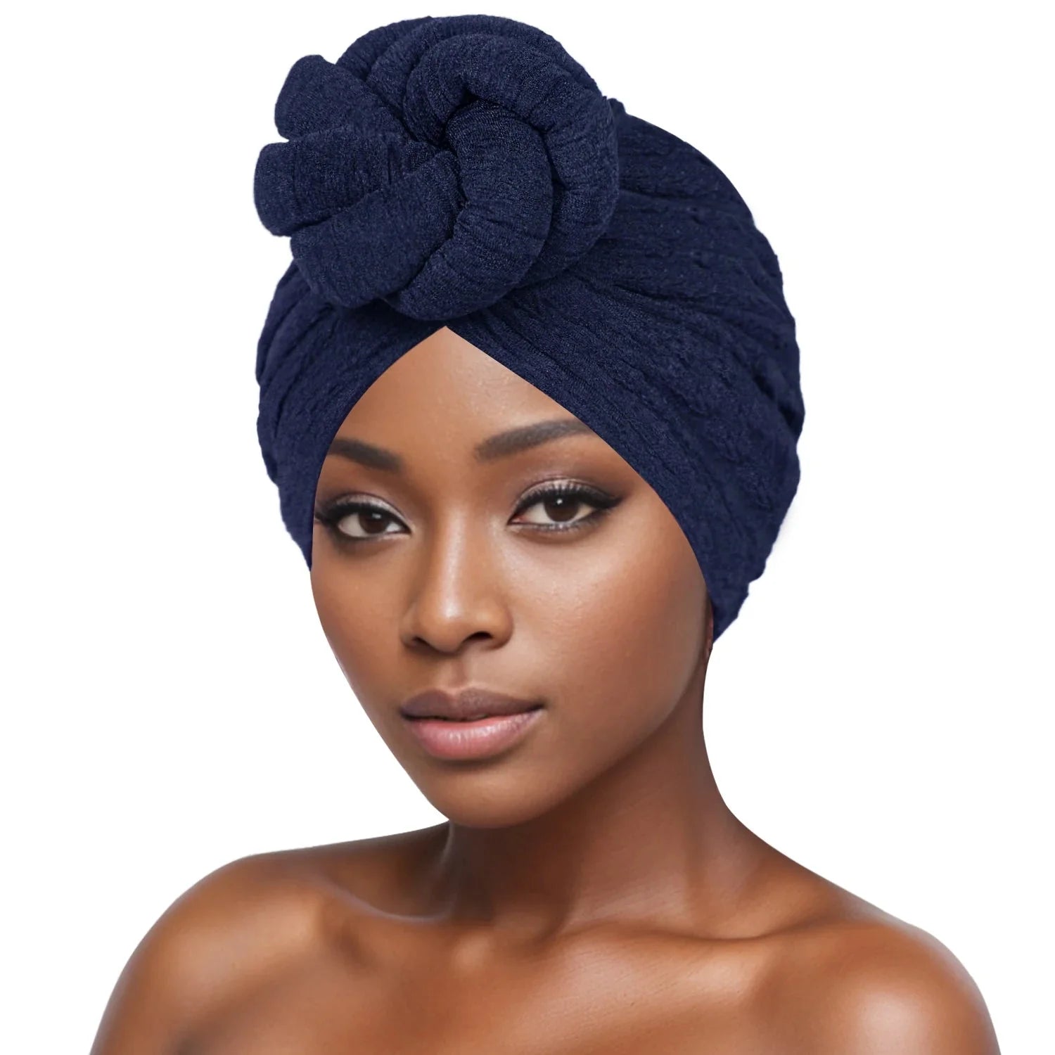 Showlu Fashion women's bubble cloth flower turban with elastic fit, stylish daily hat for casual wear.