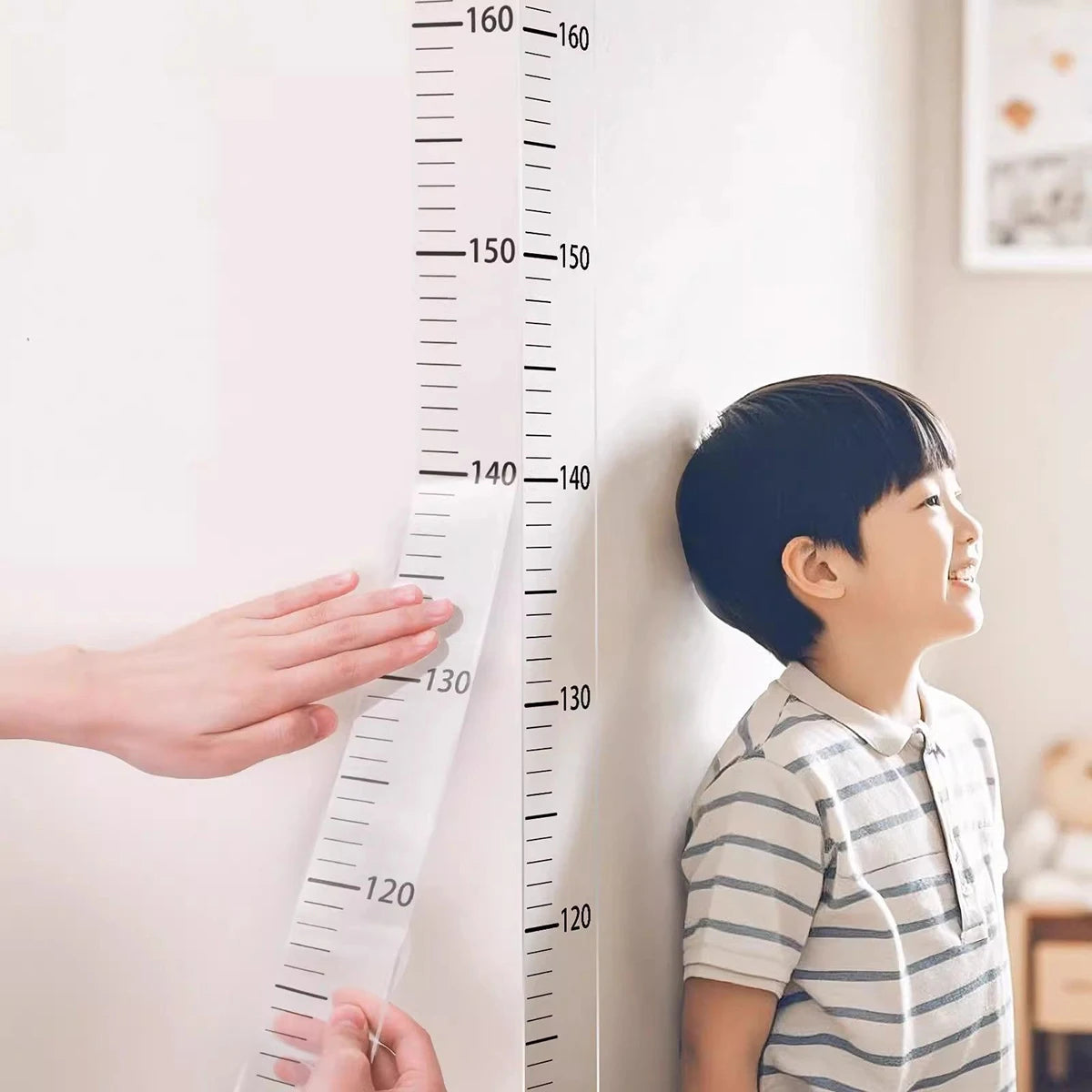 2m wall height measurement card made of durable PC material, writable and removable, ideal for room decor and wall decorations.