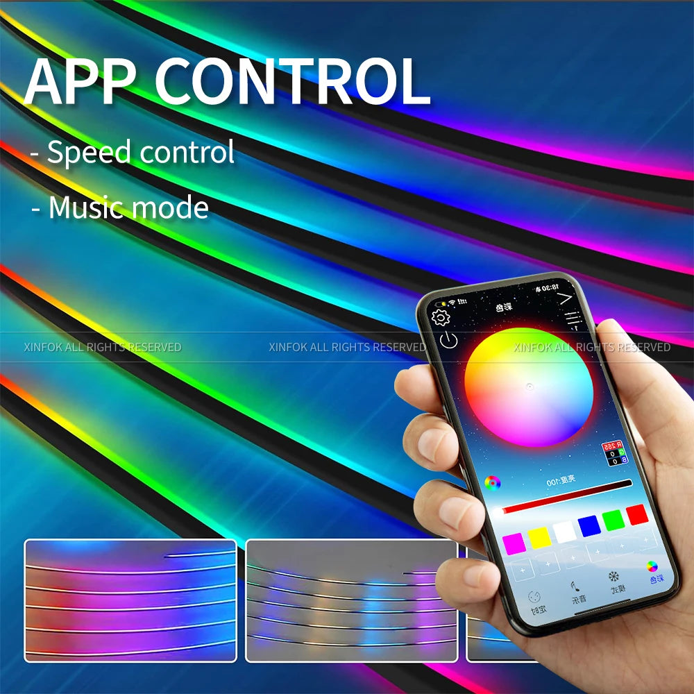 Showlu Smart General Car LED Ambient Lights installed inside a vehicle, showcasing colorful interior lighting for a modern look.