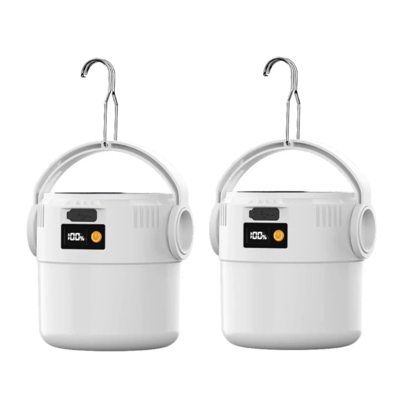 Showlu Smart General portable LED camping lantern with solar recharge, multi-mode lighting for outdoor camping and emergencies.
