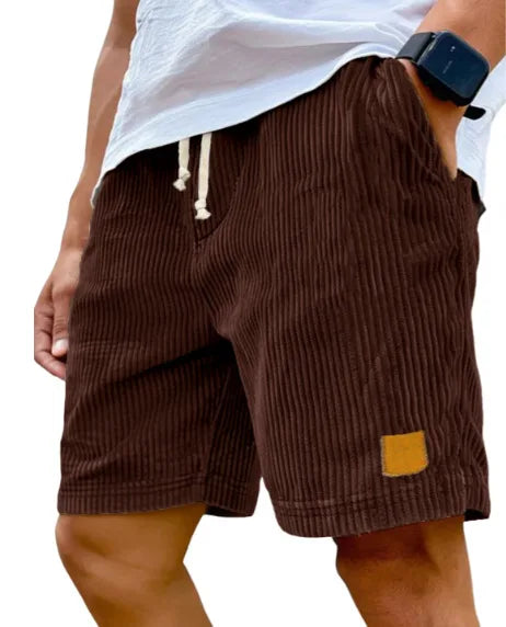 Men's retro corduroy casual shorts from Showlu Fashion Store, solid color, comfortable shorts with a relaxed fit and stylish design.
