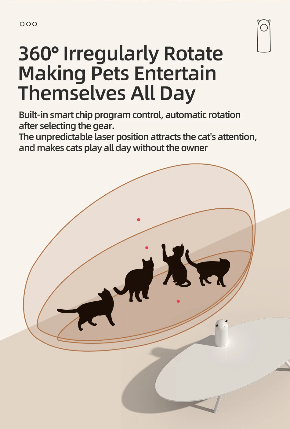 Showlu Smart General ROJECO automatic cat laser toy with rotating laser pointer and playful design for feline entertainment