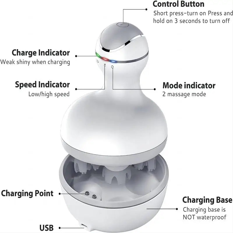 Showlu Smart General Scalp Massager 2.0 with ergonomic design and flexible head for relaxing scalp massage.