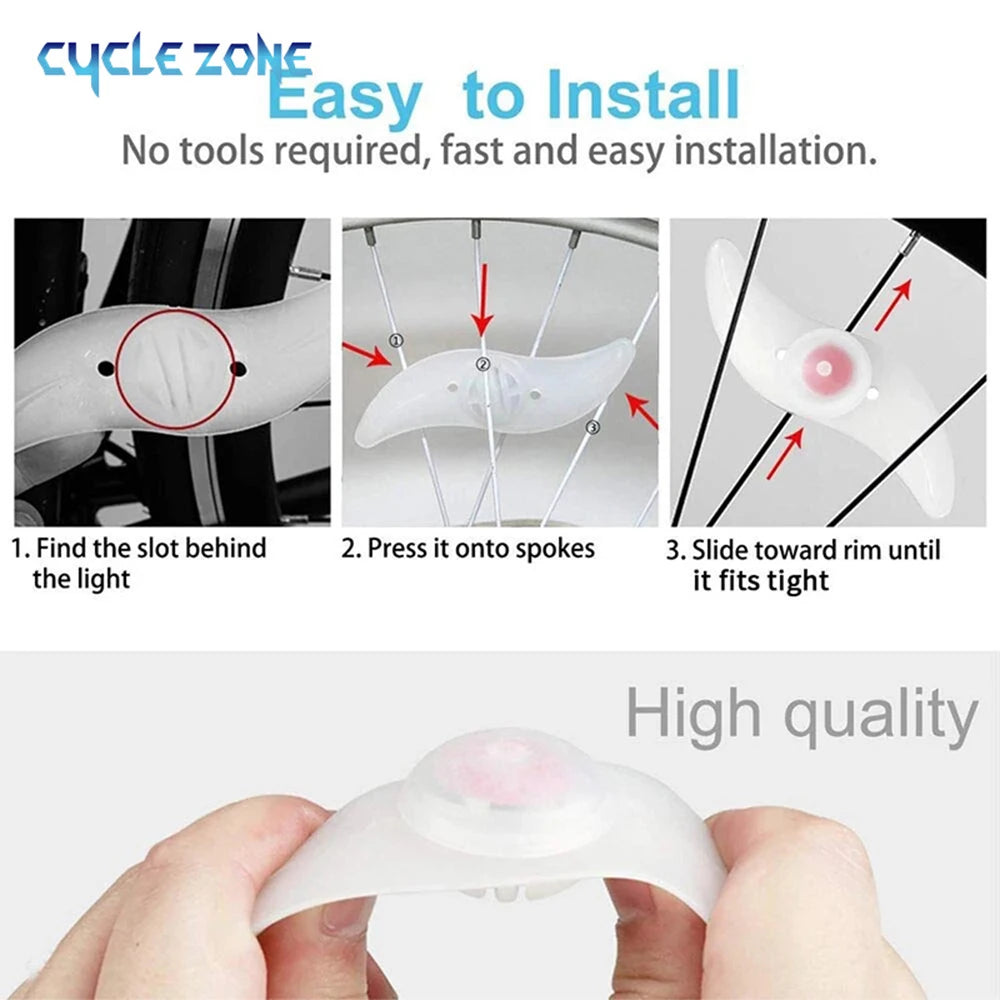 Showlu Smart General bicycle spoke LED wheel light flashing on a bicycle tire for enhanced visibility and safety during rides