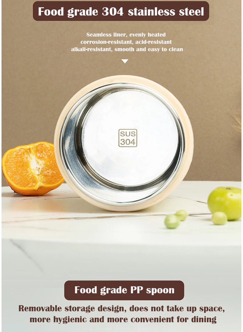 Stainless steel electric leakproof thermal lunch box by Showlu Smart General with insulated design for hot or cold meals.