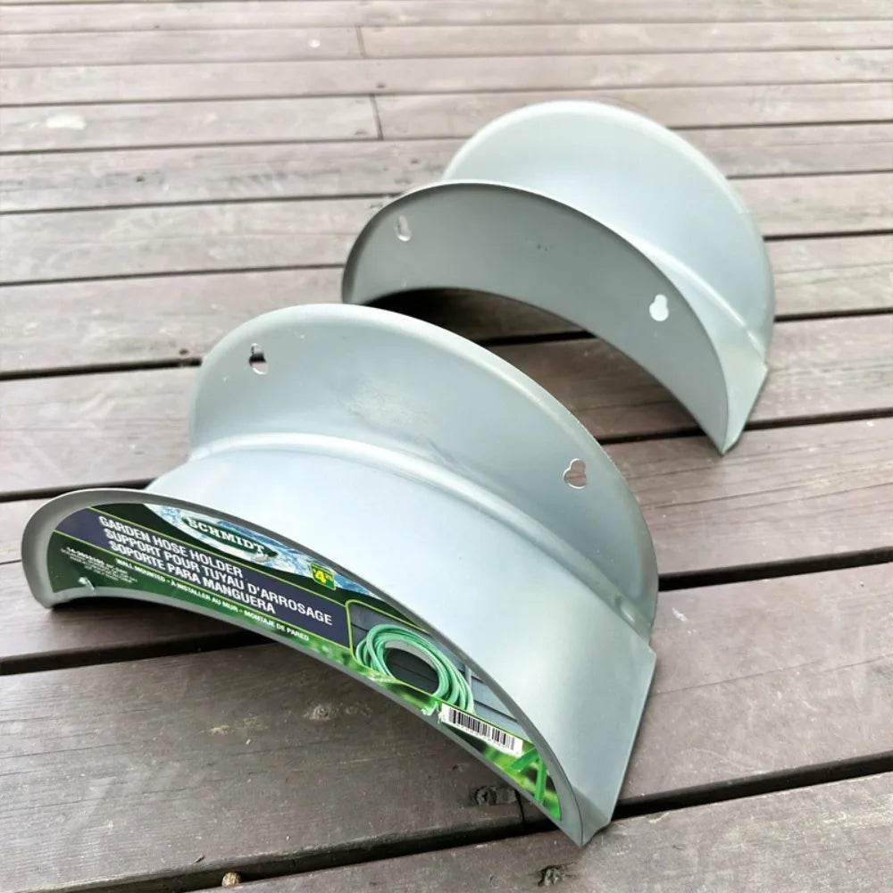 Wall-mounted hose holder by Showlu Fashion Store, featuring sturdy metal construction for organized garden or outdoor hose storage.