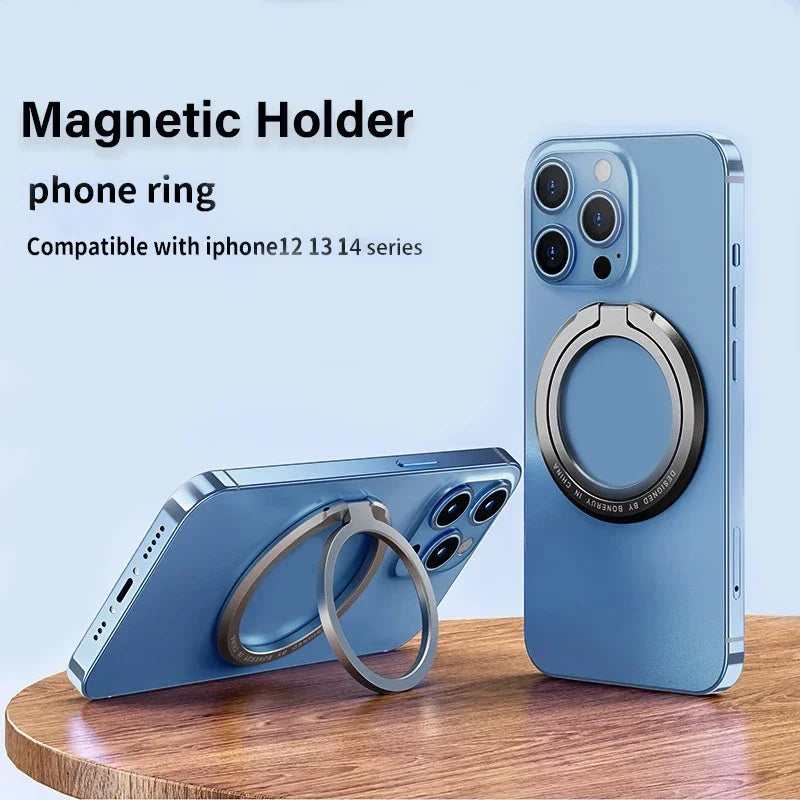 Magnetic Foldable Ring Holder and Removable Grip for MagSafe iPhone
