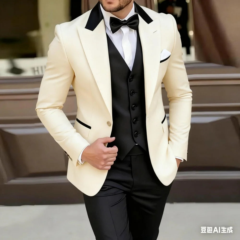 Men's green and black formal Terno suit set with blazer, ideal for wedding ceremonies and groomsmen, by Showlu Smart General.