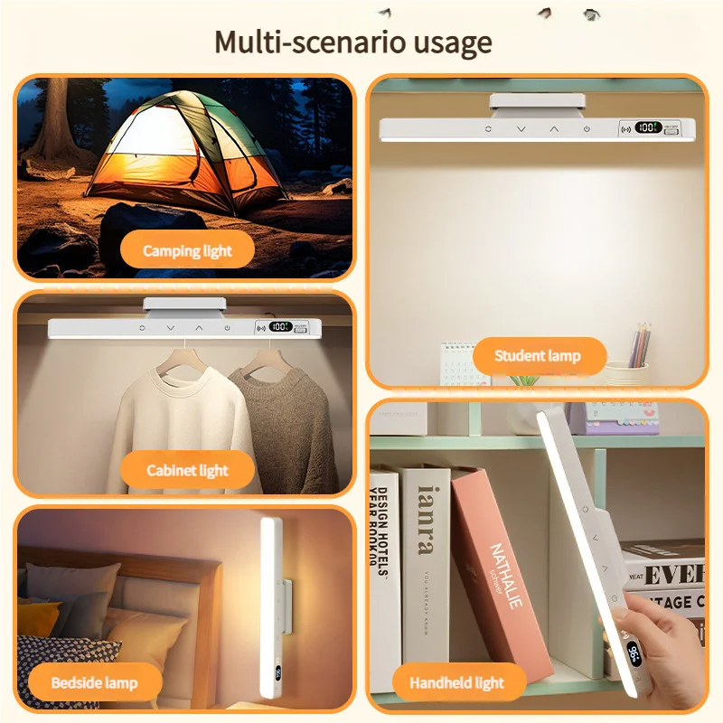 Rechargeable LED desk lamp with touch control and magnetic reading light by Showlu Smart General, shown on a desk.