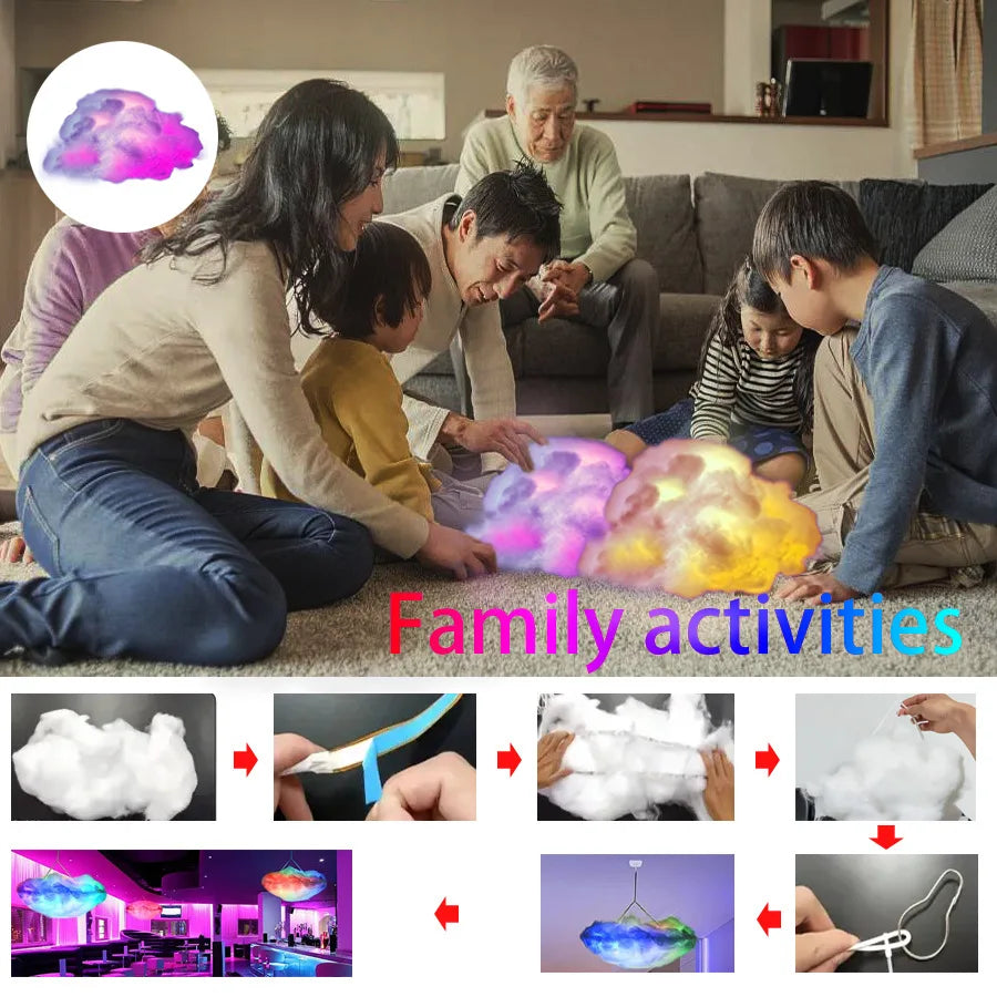Showlu Smart General LED Cloud Ceiling Kit with realistic cloud-shaped LED lights for creative indoor lighting decor.
