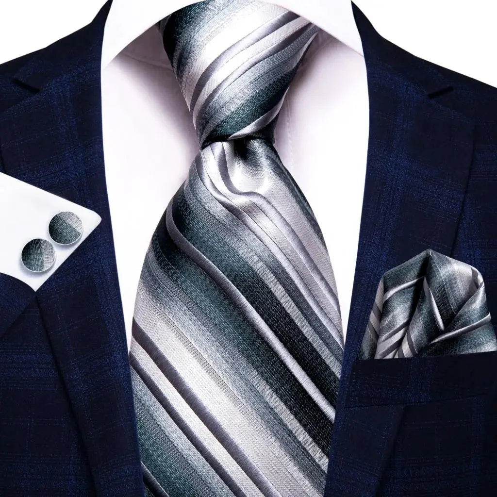 Mint green silk tie set with matching cufflinks, men's necktie from SHOWLU FASHION STORE, stylish and elegant accessory for formal wear.
