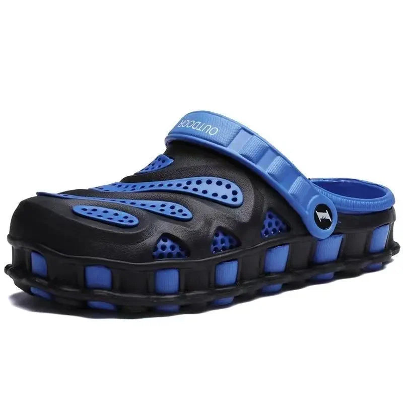 Breathable EVA aqua shoes for men by Wenjie Brother, perfect for summer beach activities, in blue with slip-on design.