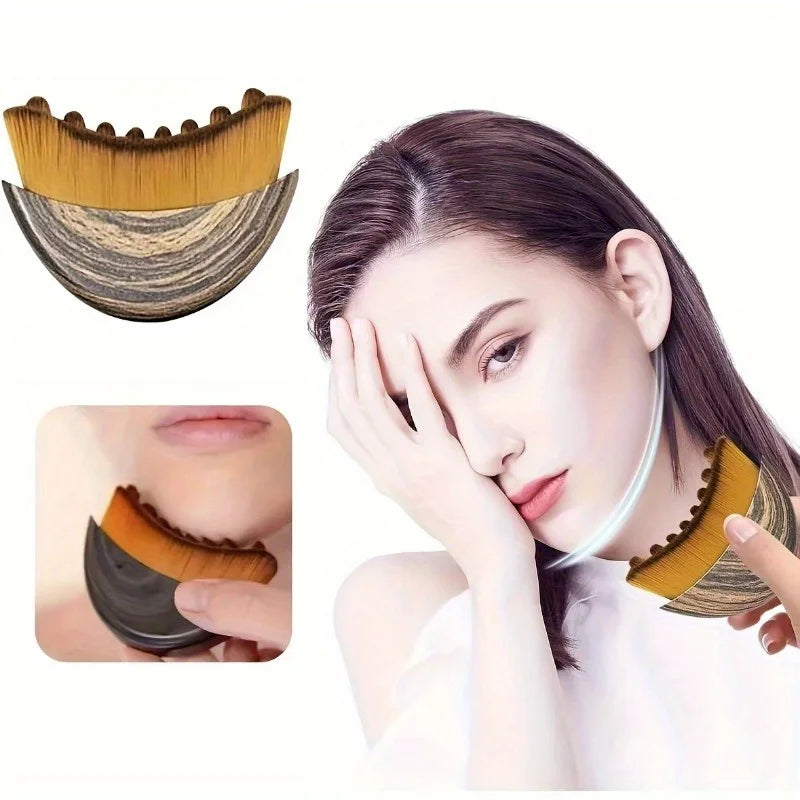 Lymphatic contour face brush by Stone's Store with soft bristles for facial lymphatic drainage and skin toning.
