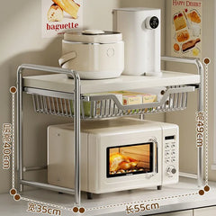 Kitchen Countertop Microwave Oven Shelf Rack Utensils Tableware Rice Cooker Storage Cupboard Air Fryer Shelf Organizer Holder
