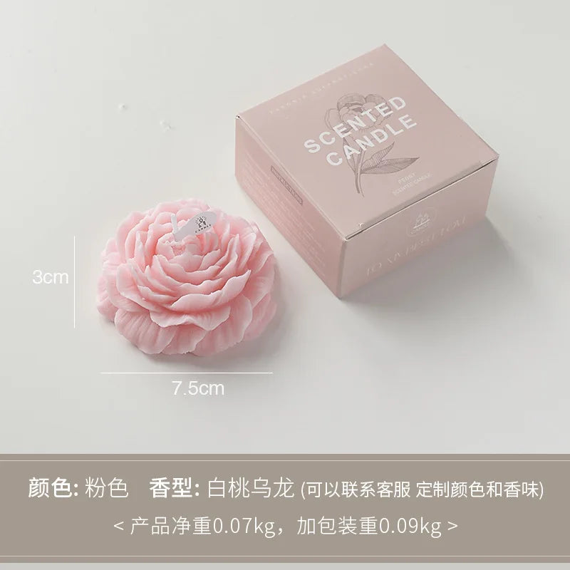 Scented candle with peony flower design, perfect for Mother's Day or birthday gift, by Showlu Fashion Store.