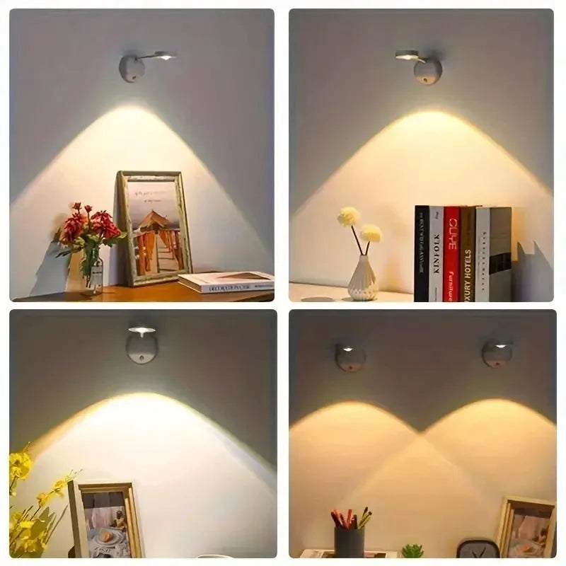 Showlu Smart General rechargeable motion sensor LED wall spotlight illuminating a modern exterior wall at night.