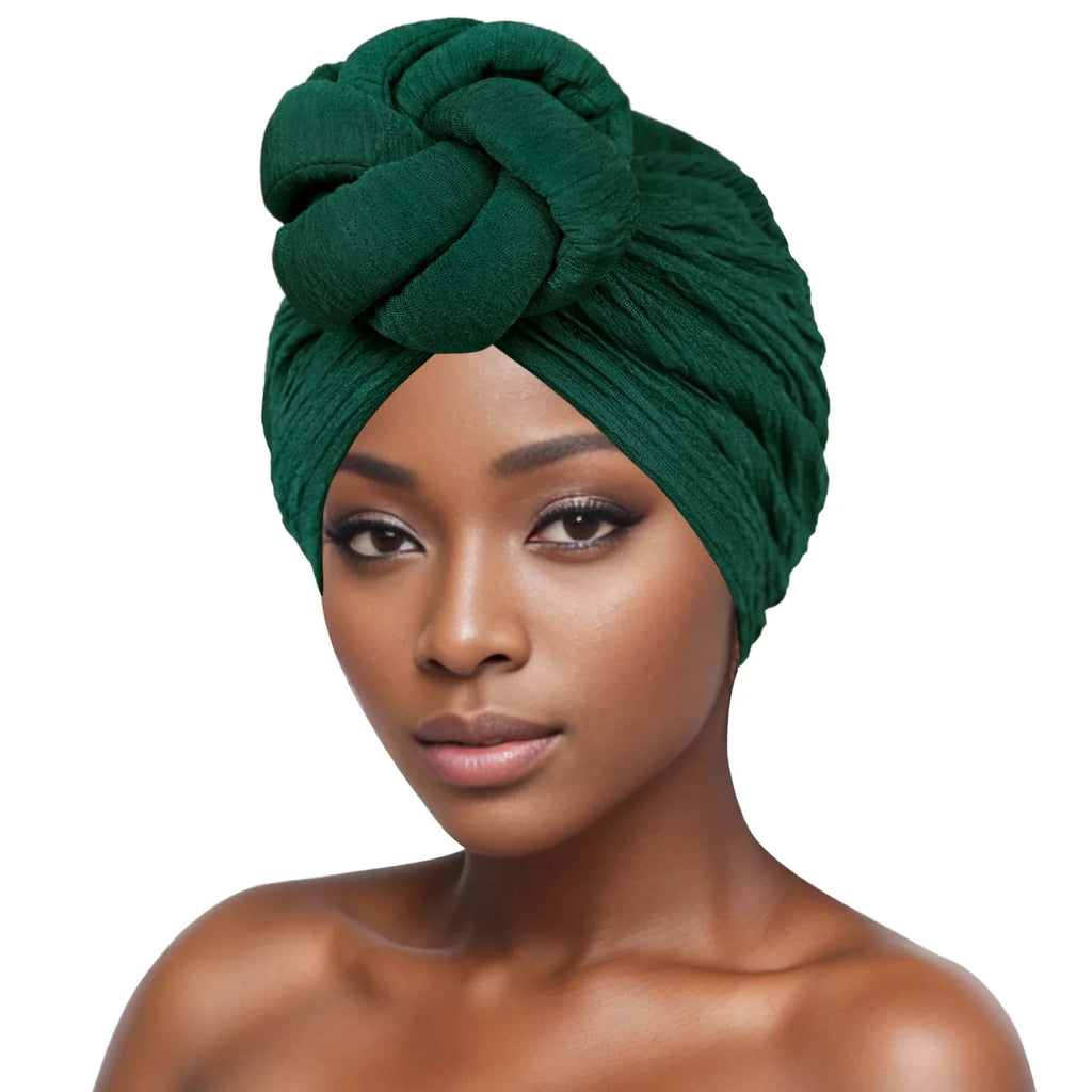 Showlu Fashion women's bubble cloth flower turban with elastic band, stylish daily hat for a fashionable, comfortable look