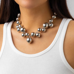 Exaggerated Acrylic CCB Big Ball Bead Chain Necklace for Women Wed Vintage Chunky Clavicle Chain Grunge Jewelry Steampunk Men