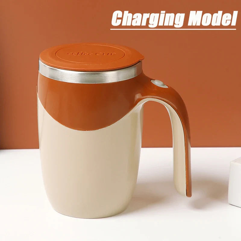 SHOWLU FASHION STORE XMSJ automatic stirring coffee mug with magnetic stainless steel tumbler and built-in mixer for effortless coffee.
