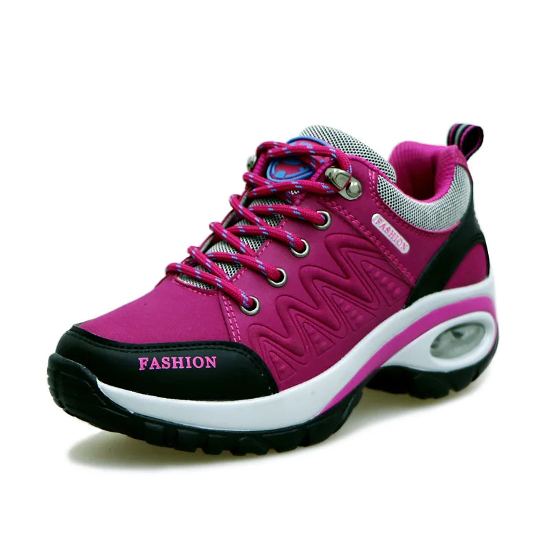 Women’s platform sports shoes by Showlu Fashion Store, casual hiking sneakers with non-slip soles and low-top design.