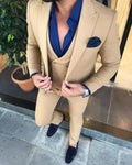 Men's olive green 3-piece slim fit wedding suit with notch lapel, stylish and tailored by SHOWLU FASHION STORE.