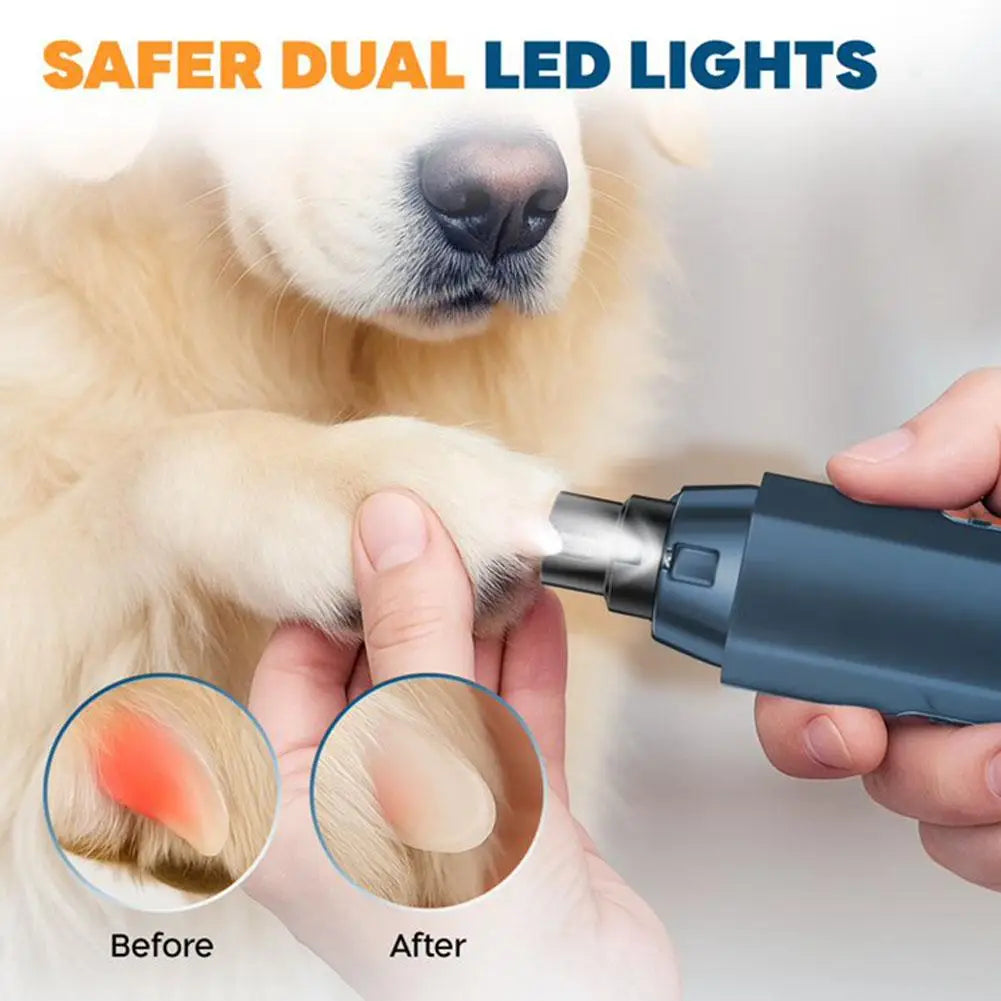 Showlu Fashion Store electric dog and cat nail grinder with USB charging, quiet operation, rechargeable, suitable for pet paws.