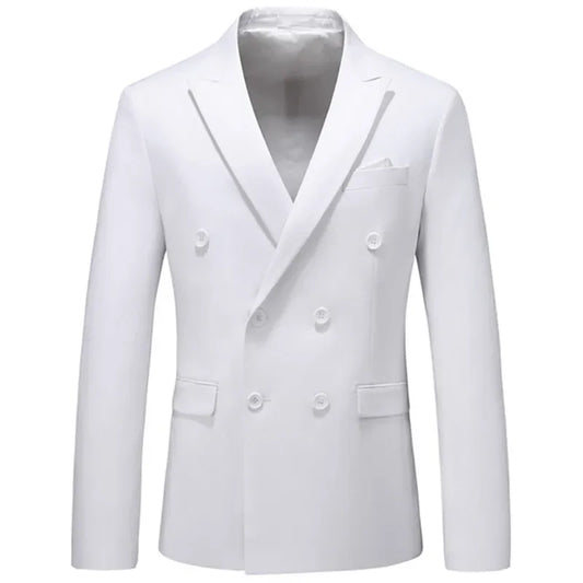 2025 Fashion New Men's Casual Boutique Business Solid Color Double Breasted Suit Jacket Blazers Coat